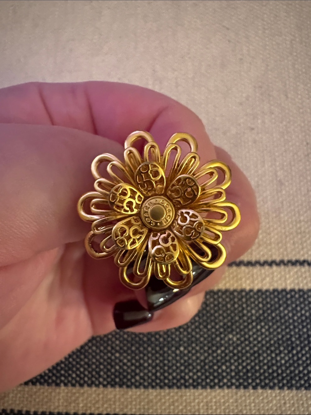 Coach Gold Floral Filigree Ring